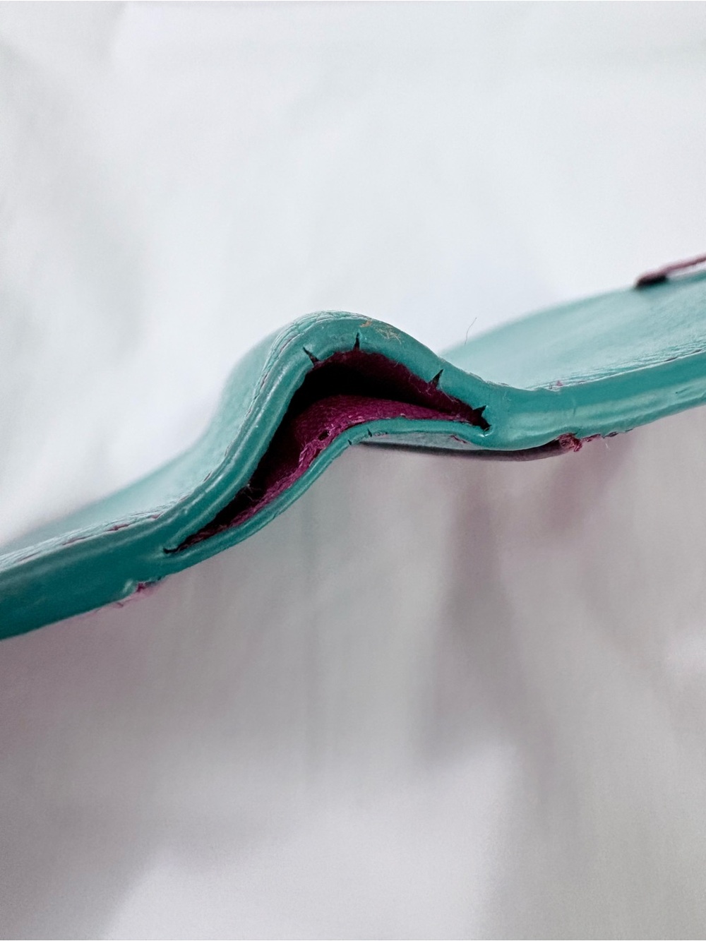 DANIER Turquoise Leather Passport Holder with Pink Accent - Travel Wallet - Picture 11 of 11